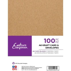 Crafter's Companion A6 Kraft Card & Envelopes - 100 Piece - Little Painter Art | Exploring the Endless Possibilities of Art| Canvas