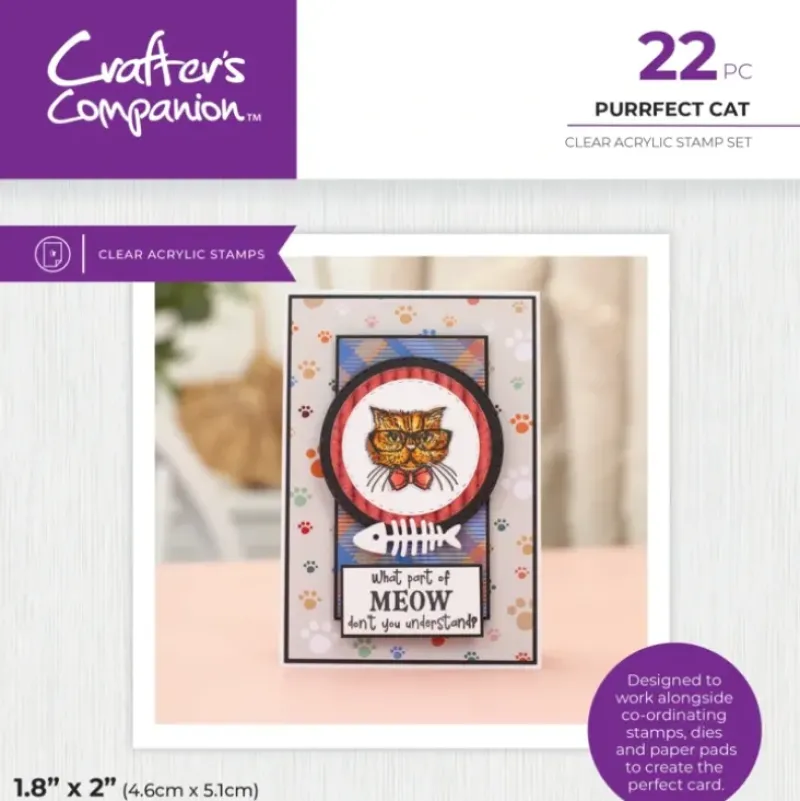 Crafter's Companion Pets Rule Clear Acrylic Stamps - Purrfect Cat - Little Painter Art | Exploring the Endless Possibilities of Art| Shop All