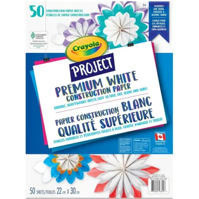 Crayola Project Premium Construction Paper 50 sheets - White - Little Painter Art | Exploring the Endless Possibilities of Art| Hot
