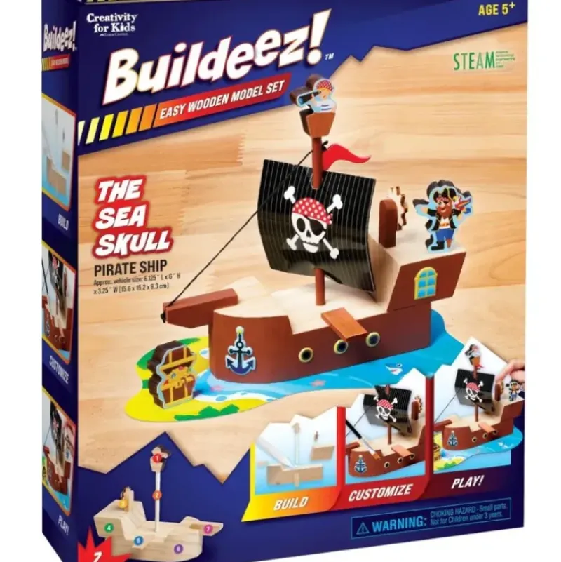 Creativity for Kids Buildeez! Model Kit - The Sea Skull Pirate Ship - Little Painter Art | Exploring the Endless Possibilities of Art| Brush