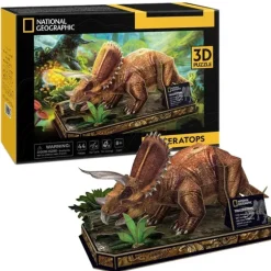 CubicFun National Geographic 44pc 3D Puzzle - Triceratops Dinosaur - Little Painter Art | Exploring the Endless Possibilities of Art| Hot