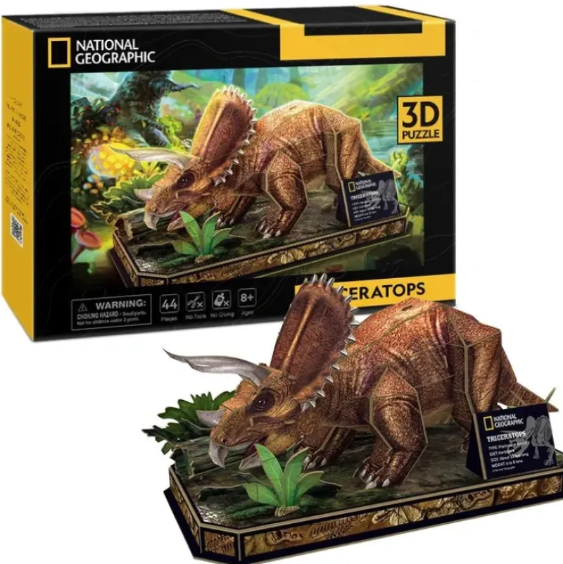 CubicFun National Geographic 44pc 3D Puzzle - Triceratops Dinosaur - Little Painter Art | Exploring the Endless Possibilities of Art| Hot