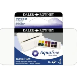 Daler-Rowney Aquafine 12 Half Pan Travel Set - Little Painter Art | Exploring the Endless Possibilities of Art| Pigment