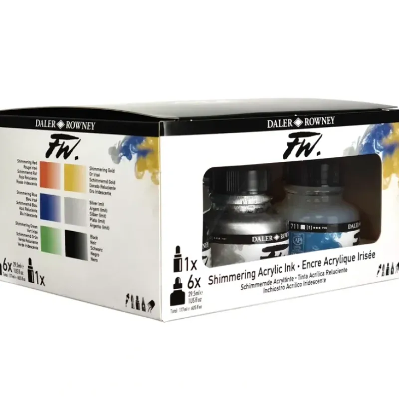 Daler-Rowney FW Ink Shimmering Colour Set - Little Painter Art | Exploring the Endless Possibilities of Art| Canvas
