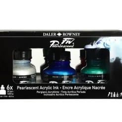 Daler-Rowney FW Pearlescent Inks Set - Includes FREE Watercolour Brush Set (RRP. 14.63) - Little Painter Art | Exploring the Endless Possibilities of Art| Canvas