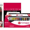 Daler-Rowney Georgian Oil Colour Bundle - Set of 10 x 22ml Tubes + A4 Pad + Brushes - Little Painter Art | Exploring the Endless Possibilities of Art| Canvas