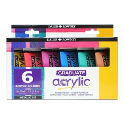 Daler-Rowney Graduate Acrylic Metallic Paints - Set of 6 x 75ml - Little Painter Art | Exploring the Endless Possibilities of Art| Pigment