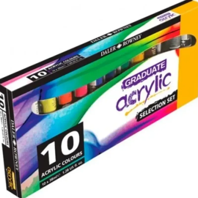 Daler-Rowney Graduate Acrylic Selection Set - 10 x 38ml Tubes - Little Painter Art | Exploring the Endless Possibilities of Art| Canvas