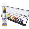 Daler-Rowney Graduate Watercolour Set - 24 Half Pans + FREE Graduate Brush Wallet - Little Painter Art | Exploring the Endless Possibilities of Art| Pigment