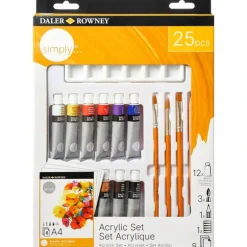Daler-Rowney Simply Acrylic Set - 25 Pieces - Little Painter Art | Exploring the Endless Possibilities of Art| Brush