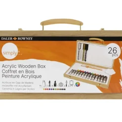 Daler-Rowney Simply Acrylic Wooden Box - 26 pieces - Little Painter Art | Exploring the Endless Possibilities of Art| Canvas