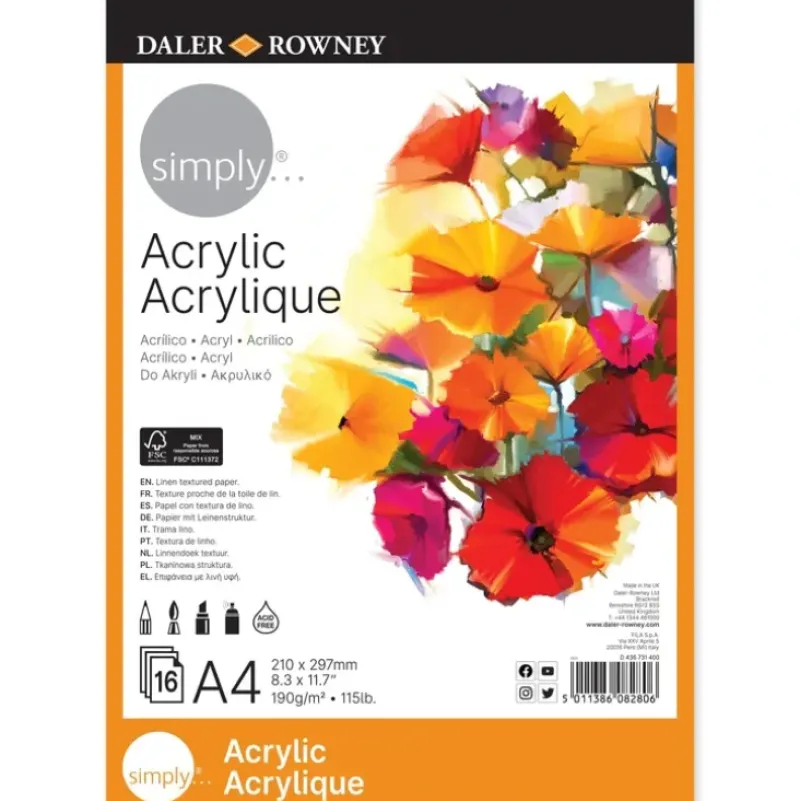 Daler-Rowney Simply Acrylic Paper Pads - Little Painter Art | Exploring the Endless Possibilities of Art| Canvas