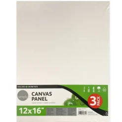 Daler-Rowney Simply Canvas Panels Pack of 3 - 12" x 16" - Little Painter Art | Exploring the Endless Possibilities of Art| Canvas
