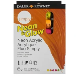 Daler-Rowney Simply Neon Acrylic 6 x 12ml - Neon & Glow - Little Painter Art | Exploring the Endless Possibilities of Art| Canvas