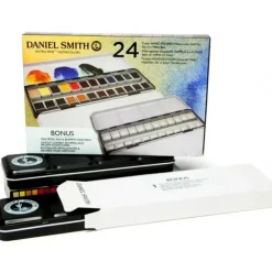 Daniel Smith Watercolour Half Pan Set - 24 Colours - Little Painter Art | Exploring the Endless Possibilities of Art| Brush