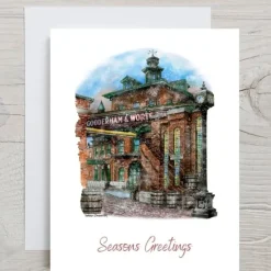 David Crighton Greeting Card - Winter at the Distillery - Little Painter Art | Exploring the Endless Possibilities of Art| Shop All