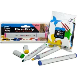 Derivan Face & Body Paint Markers & Wipes - Little Painter Art | Exploring the Endless Possibilities of Art| Brush