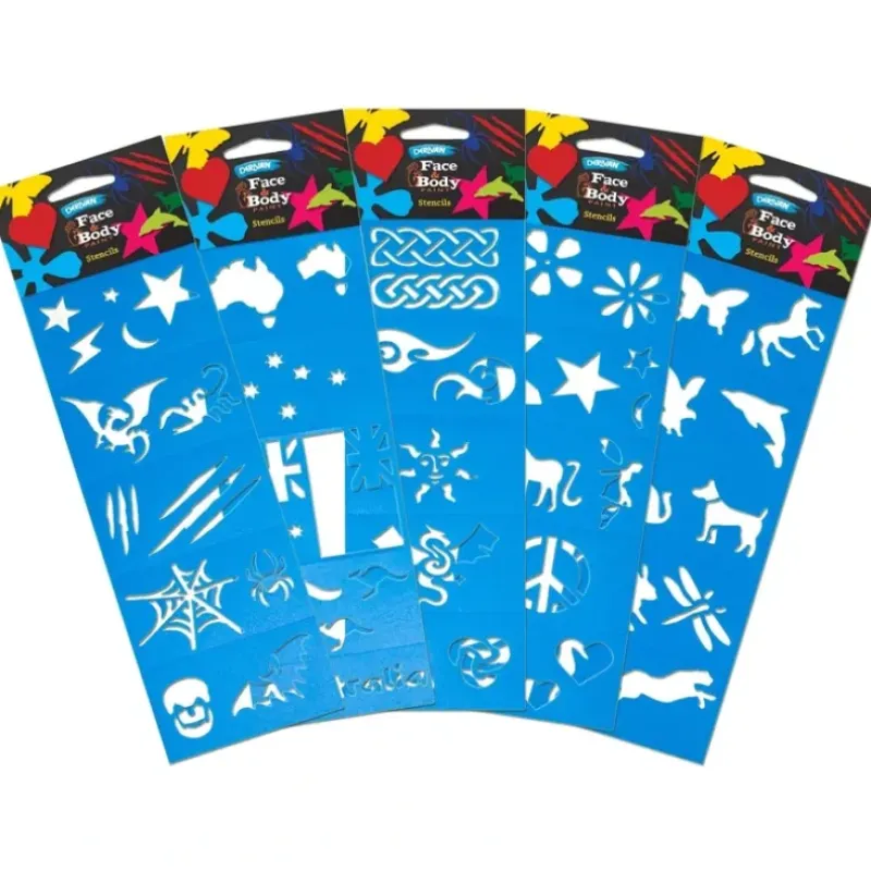 Derivan Face & Body Paint Stencil & Set - Little Painter Art | Exploring the Endless Possibilities of Art| Brush