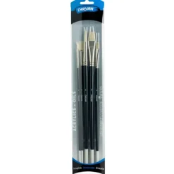 Derivan Professional Long Handle Natural Hog Bristle Brush Set(B) of 5 - Little Painter Art | Exploring the Endless Possibilities of Art| Brush