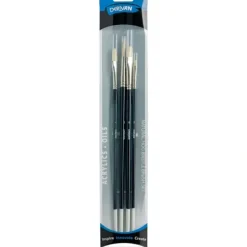 Derivan Professional Long Handle Natural Hog Bristle Brush Set of 4 - Little Painter Art | Exploring the Endless Possibilities of Art| Brush