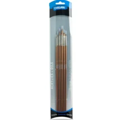 Derivan Professional Long Handle Golden Fine Synthetic Brush Set(A) of 6 - Little Painter Art | Exploring the Endless Possibilities of Art| Brush