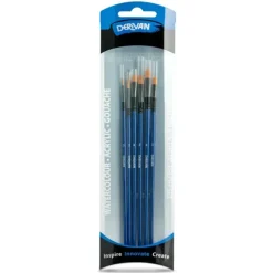 Derivan Professional Short Handle Golden Fine Synthetic Brush Set(B) of 6 - Little Painter Art | Exploring the Endless Possibilities of Art| Brush