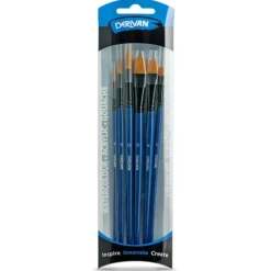 Derivan Professional Short Handle Golden Fine Synthetic Brush Set(A) of 6 - Little Painter Art | Exploring the Endless Possibilities of Art| Brush
