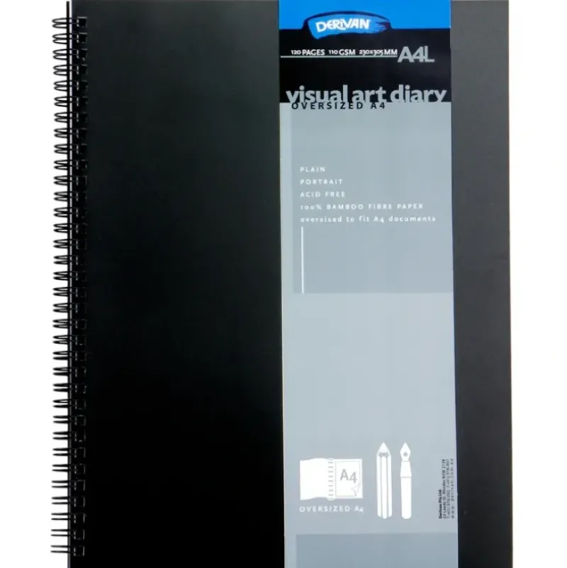 Derivan Visual Art Diary 110 gsm 120 pages (60 Shts) Acid Free Bamboo Paper A4 Larger - Little Painter Art | Exploring the Endless Possibilities of Art| Shop All