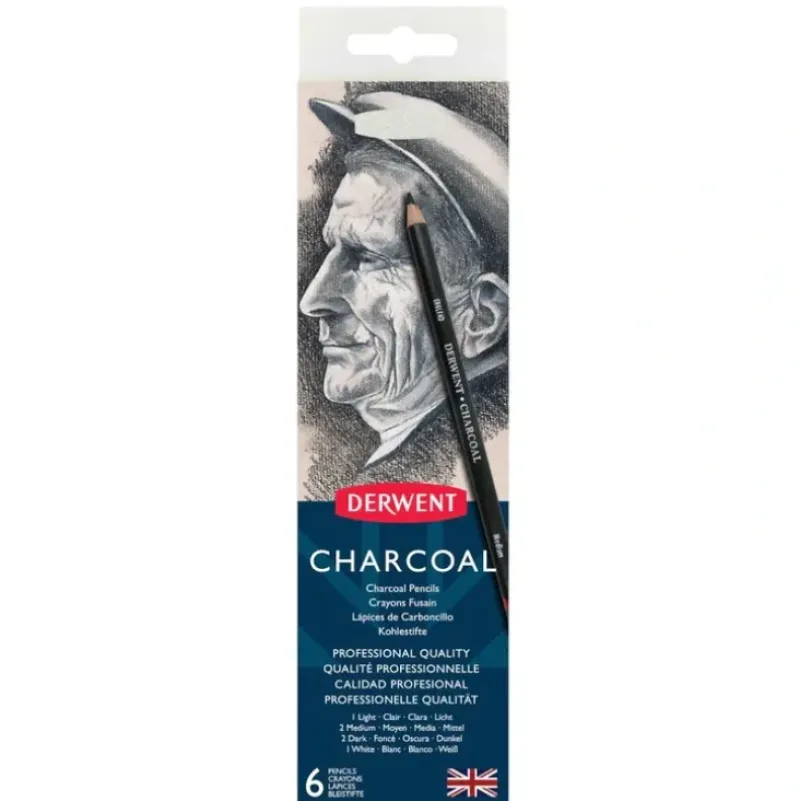 Derwent Charcoal Pencil 6 Tin Set - Little Painter Art | Exploring the Endless Possibilities of Art| Shop All