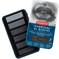 Derwent Charcoal XL Blocks Tin of 6 - Little Painter Art | Exploring the Endless Possibilities of Art| Shop All