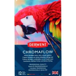 Derwent Chromaflow Pencils - Set of 12 - FREE Set of 2 Blender Pens - Little Painter Art | Exploring the Endless Possibilities of Art| Pigment