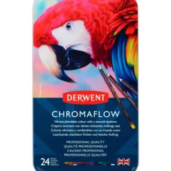 Derwent Chromaflow Pencils - Set of 24 - FREE Set of 2 Blender Pens - Little Painter Art | Exploring the Endless Possibilities of Art| Pigment