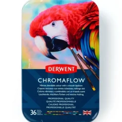 Derwent Chromaflow Pencils - Set of 36 - FREE Set of 2 Blender Pens - Little Painter Art | Exploring the Endless Possibilities of Art| Pigment