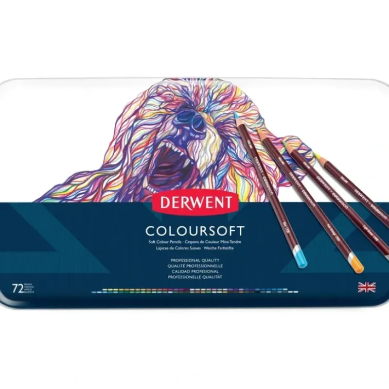 Derwent Coloursoft Pencils Tin - Set of 72 - Little Painter Art | Exploring the Endless Possibilities of Art| Shop All