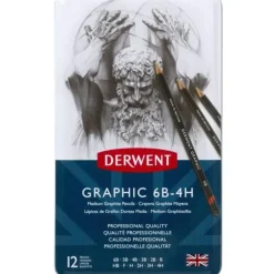 Derwent Graphic Medium Pencil 12 Tin Set - 6B to 4H - Little Painter Art | Exploring the Endless Possibilities of Art| Shop All