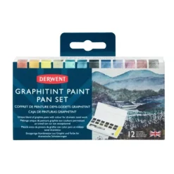 Derwent Graphitint Paint 12 Pan Palette - Little Painter Art | Exploring the Endless Possibilities of Art| Brush