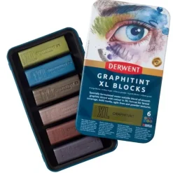 Derwent Graphitint XL Blocks Tin Set of 6 - Little Painter Art | Exploring the Endless Possibilities of Art| Pigment
