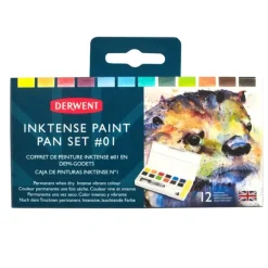 Derwent Inktense 12 Paint Pan Travel Set #1 - Little Painter Art | Exploring the Endless Possibilities of Art| Pigment
