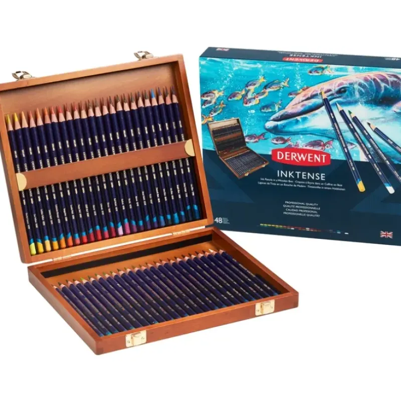 Derwent Inktense Pencils - Wooden Box Set of 48 - Little Painter Art | Exploring the Endless Possibilities of Art| Canvas