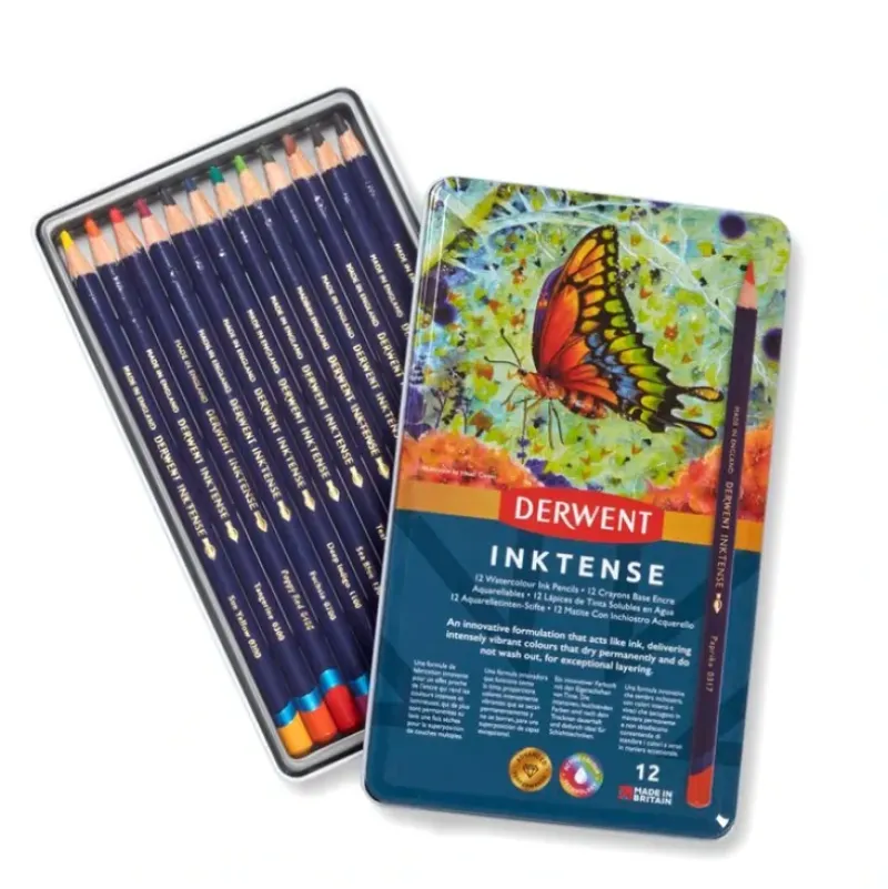 Derwent Inktense Watercolour Ink Pencils - Tin of 12 Assorted Pencils - Little Painter Art | Exploring the Endless Possibilities of Art| Canvas