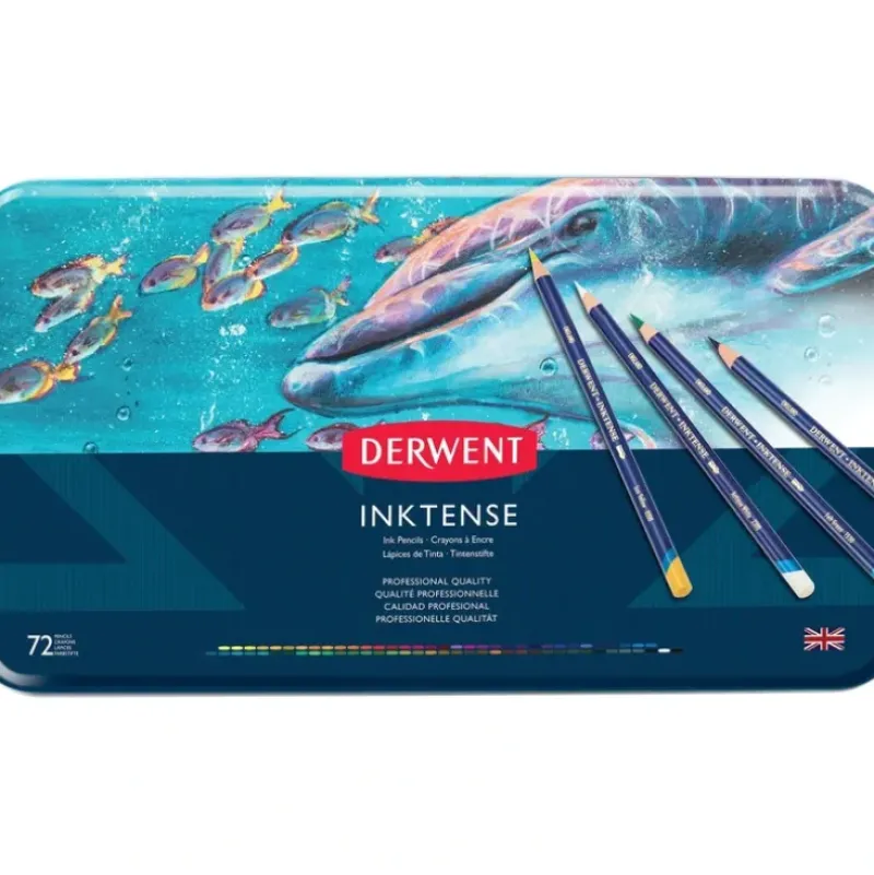 Derwent Inktense Watercolour Ink Pencils - Tin of 72 Assorted Pencils - Little Painter Art | Exploring the Endless Possibilities of Art| Canvas