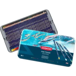 Derwent Inktense Watercolour Ink Pencils - Tin of 36 Assorted Pencils - Little Painter Art | Exploring the Endless Possibilities of Art| Canvas