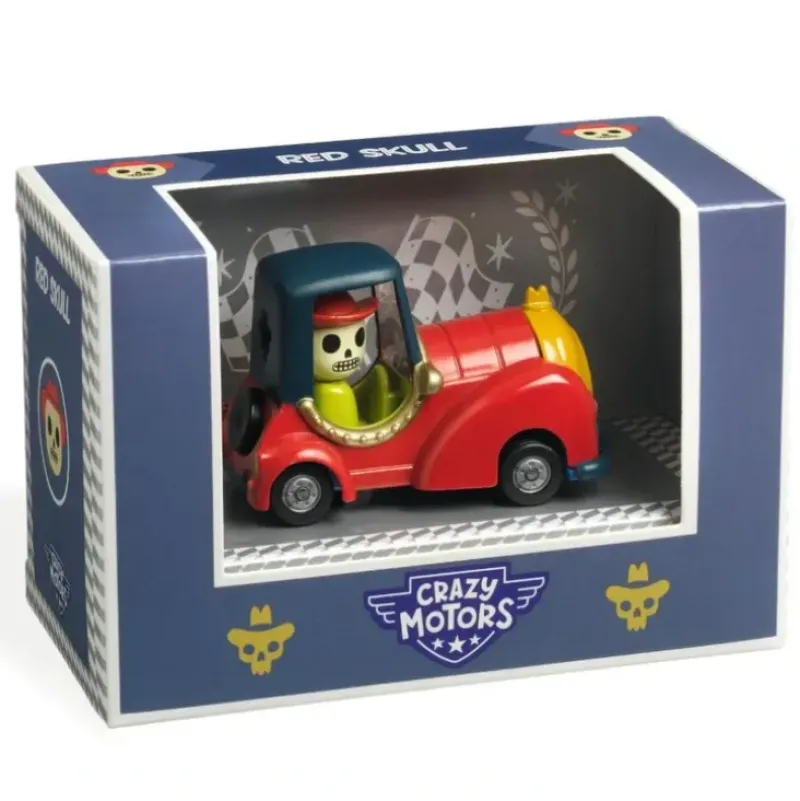 Djeco Crazy Motors Toy Car - Red Skull - Little Painter Art | Exploring the Endless Possibilities of Art| Hot