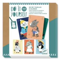 Djeco DIY Happy Families Colour-In Card Game - Little Painter Art | Exploring the Endless Possibilities of Art| Shop All