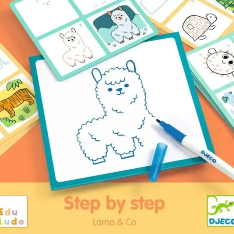 Djeco Step-by-Step Dry Erase Kit - Lama & Co - Little Painter Art | Exploring the Endless Possibilities of Art| Shop All