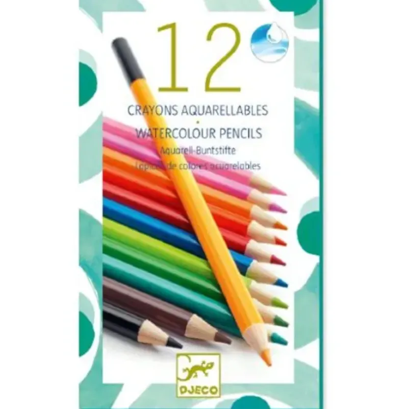 Djeco Watercolour Pencils 12pk - Little Painter Art | Exploring the Endless Possibilities of Art| Hot