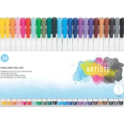 Docrafts Artiste Coloured Fineliner Pens - Set of 24 - Little Painter Art | Exploring the Endless Possibilities of Art| Canvas