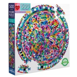eeBoo 500pc Round Puzzle - Triangular Pattern - Little Painter Art | Exploring the Endless Possibilities of Art| Hot