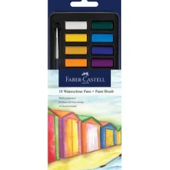 Pigment^Faber-Castell 18 Watercolour Pans + Paint Brush - Little Painter Art | Exploring the Endless Possibilities of Art