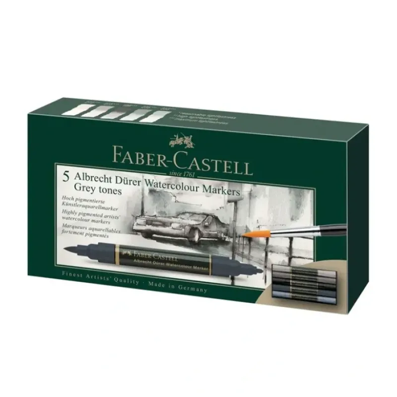 Pigment^Faber-Castell Albrecht Drer Watercolour Markers - Grey Tones - Set of 5 - Little Painter Art | Exploring the Endless Possibilities of Art